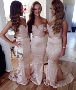 2016 Sexy Sweetheart Lace Bridesmaid Dresses Topped Mermaid Bridal Gowns Billiga Plus Storlek Klänningar för Bröllop