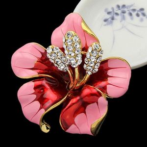 Gold Flower Diamond Brosches Pins Corsage Emamel Diamond Boutonniere Stick Corsage Wedding Brooch For Women Men Fashion Jewelry Gift