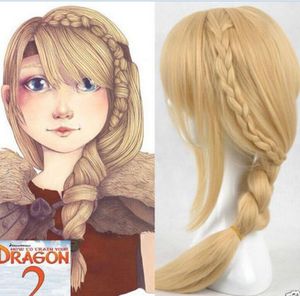 Großhandel kostenloser Versand Neue süße Anime Cosplay Perücke Blonde Farbe Braid Style Kunsthaar Perücken