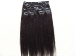 brasilianska mänskliga klipp i hårförlängningar rak ljus yaki hår weft naturlig svart färg 100g ett bunt 9 -stycken en uppsättning