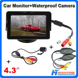 4.3 inch Car Monitor Waterproof Rearview Camera Monitor Wireless Parking Rearview Camera 2 Videos System