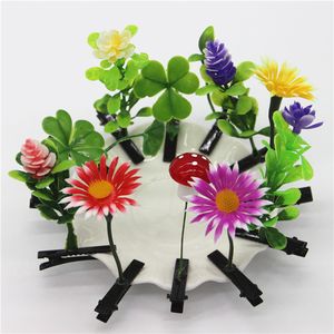 Wholesale-50pcs/lot 2015 heiße Designs Haarnadel lustige Sojasprossen Blumenclips Kopf lange Haare sprießen weibliche Hand Fabrik Großhandel