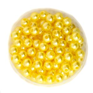Gevşek Inciler 4mm toptan satış-Moda Sarı Renk ABS Sahte İnci Boncuk mm mm mm mm Yuvarlak Akrilik Plastik DIY Spacer Gevşek Boncuk
