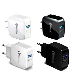 IB370 QC 3.0 US EU Adaptive Fast Laddning Hem Travel Wall Laddare Anslut kabel USB-kablar för Samsung Galaxy Praktiskt effektivt