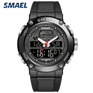 SMAEL Mens Dual Display Watches Waterproof Top Luxury Brand Sport Watch Men Military Quartz Digital Wristwatch Fashion New Clock X0524