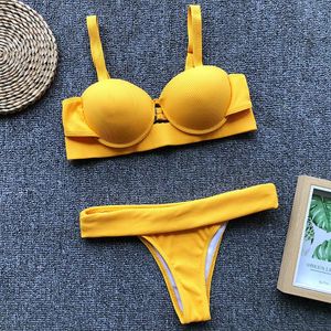 Damenbadebekleidung Bandage Push Up Bikinis Frauen Tanga Bikini Set Zweiteiliger Badeanzug Bügel 2021 Badeanzug Schwimmen Biquini