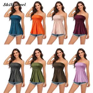 T-shirt senza maniche casual con spalle scoperte Sollid Plus Size 3XL Top senza spalline Summer Women Vest Canotta Canotta Camicie da donna 210616