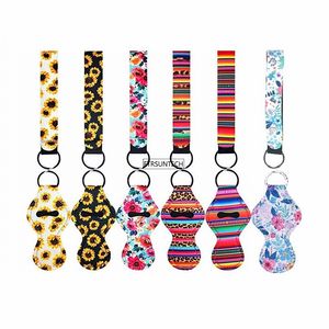 Lebendige Chapstick-Schlüsselanhänger, Neopren-Lippenstifthalter, Schlüsselanhänger mit 6 Stück Armband-Umhängeband für Mädchen und Frauen, Partygeschenke