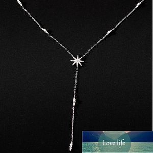 Collana in argento sterling 925 lucido e delicato stelle multiple lunga catena clavicola regalo festa di compleanno gioielli moda donna prezzo di fabbrica design esperto qualità