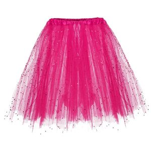 Gonne Donna Paillette Elastico Gonna corta a 3 strati Tutù per adulti Danza Lolita Petticoat Damigelle d'onore Vintage Midi 1.6