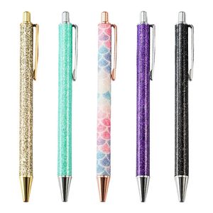 Guldpulver Presspennkontor Cartoon Ballpoint Pen Diy Metal Ball Pennor Skolstudentleveranser