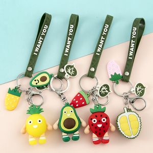 Cartoon Fruits Keychain Cute Strawberry Carrot Pineapple Watermelon Keychains For Women Men Car Pendant Keyring Jewelry Gifts