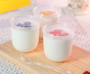 200ml cupcake translucence plast efterrätt yoghurt kopp med lock disponibel pudding bageri takeaway mousse paket skål