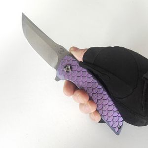 Limited Custom Version Barker Knives Dragon Scale Hokkaido Flipper Folding Knife Titanium Handle Sharp M390 Blade Outdoor Camping Tactical Tools Nice Pocket EDC