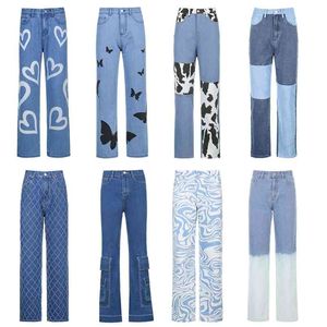 Jeans donna Jeans blu Denim a vita alta Moda chic Harajuku Streetwear Pantaloni vintage Y2K Estetica anni '90 Abbigliamento 210708