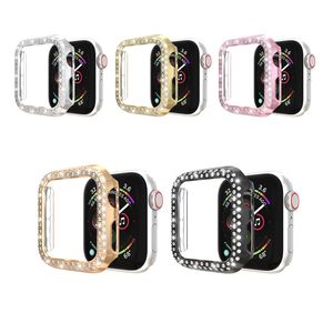 Custodia per orologi con diamanti per custodie per orologi Apple 38mm 42mm 40mm 44mm Custodia protettiva per schermo in vetro temperato Serie iWatch 5 4 3 2 Custodie protettive con pacchetti di colori al dettaglio