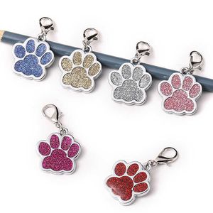 Lovely Personalized Dog Tags Engraved Dog Pet ID Name Collar Tag Pendant Pet Accessories Paw Glitter Personalized Dog Collar Tag DAP48