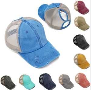 10 Colors Ponytail Baseball Caps Washed Cotton Messy Bun Summer Trucker Pony Hat Unisex Visor Hats Outdoor Snapback Cap For women Men Beach Tourism