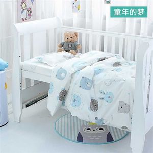 3 sztuk łóżeczka dziecięce Pościel dla chłopca Dziewczyna Sypialnia Cartoon Soft Cotton Crib Lniana Zestaw do Poszewki Do Poszewki Prześcieradło Kołdry Drążek Brak wypełniacza 211025