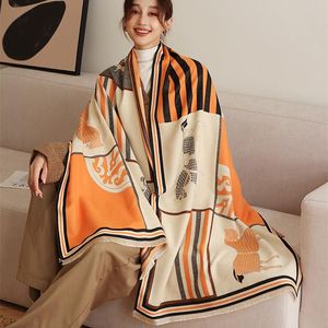 Scarves Woman Fashion European And American Style Horse Pattern Printing Cashmere Shawl Multifunction Warm Scarf Gift