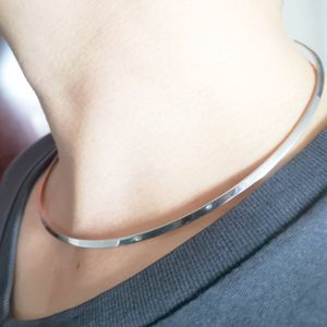 Мужские женские ожерелье Choker серебро из нержавеющей стали воротник ювелирные изделия манжеты высокое качество 3 мм шириной