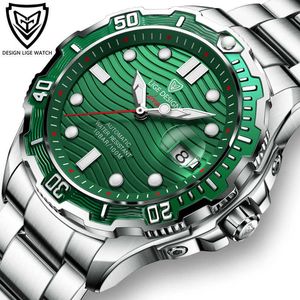 Lige 패션 디자인 다이빙 기계식 시계 망 브랜드 브랜드 럭셔리 방수 자동 남자 시계 손목 시계 스테인레스 스틸 시계 210527
