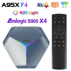 A95X F4 Android 11 RGB Smart TV Box Amlogic S905X4 1080P 4K 60fps HD Supporto 5G Dual Wifi Google Player + G20S Controllo vocale