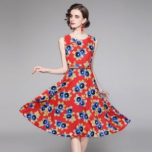 Sommer Mode Frauen Ärmellose Weste Kleid Temperament Druck lässig 210531