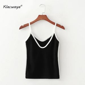 Women Chic Fashion Patchwork Tank Tops Vintage V Neck Backless Thin Straps Camis Female Vest Top Mujer 210521