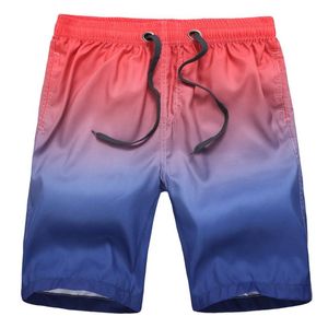 Verão Men's Shorts Gradient Cor Casual Praia Solta Slim Fit Confortável Lace Up Calças Esportivas Novos Troncos De Natação Estilo Popular