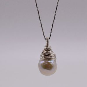 Baroque pendant, sterling design, white baroque pearl necklace, handmade, ladies silver necklace