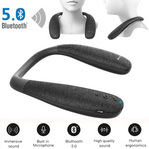 Halsbandhögtalare, trådlös bärbar högtalare med True 3D Stereo Sound Comfortable Design Bluetooth 5.0 Inbyggd mikrofon, Outdoor Sport Game Loudbox Hang Neck Fan