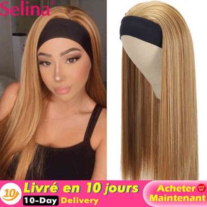 Wholesale honey blonde headband wig for sale - Group buy Synthetic Headband Highlight P27 Mixed Ombre Honey Blonde Straight s Daily Party Cosplay Wig Heat Ristant Fiber