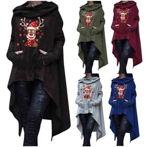 Julkvinnor Hoodies Oversized Hoodie Långärmad ORRECULAR-HOM HOUPED HARAJUKU Sweatshirt Coat Tops Blouse Dress With Pocket Y1118