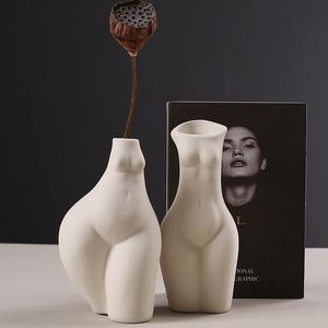 Vasen Körper Keramik geformte Skulpturen Topf innovative Anordnung modern für Home Office Dekoration