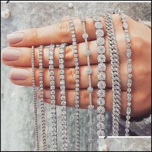 Tenis bransoletki biżuteria 20 Style Blask Sterling Sier MTI Kształt White Topaz CZ Diamond Biegs Kobiet Bransoletka ślubna dla L