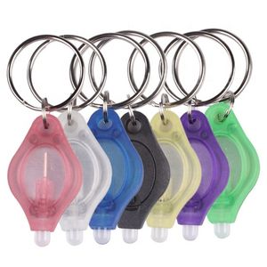 Party Favor Mini LED Flashlight White Torch Key Chains Ring Keyrings DH0766