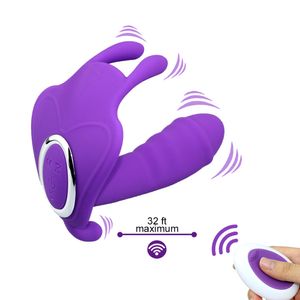 Mutandine vibranti indossabili Stimolatore clitorideo Punto G Telecomando wireless Panty Vibratore Farfalla Dildo Donna Vibratori sessuali