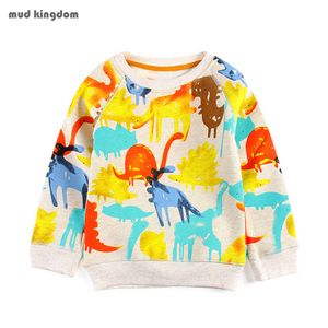 Mudkingdom 소년 소녀 스웨터 스웨터 귀여운 만화 공룡 인쇄 긴 소매 패션 키즈 스웨트 어린이 옷 210615
