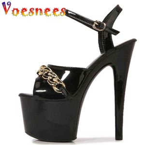 Klänning Skor Sexig Platform Zomer Schoenen Vrouwen Visa Sandals17 Cm Hoge Hakken Kleur Sandalen Meisjes Voor Party Club Bana Schoenen 220303