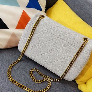 Imported Cashmere Knitting Shoulder Bag Sheep Skin Lining Tote Handbag Women Cover Flap Golden Chains Fashion Letter Totes Bags