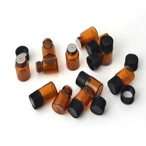 1ml (1/4 dram) Amber Glass Essential Oil Bottle 2ml 3ml perfume sample tubes Bottles with Plug and caps