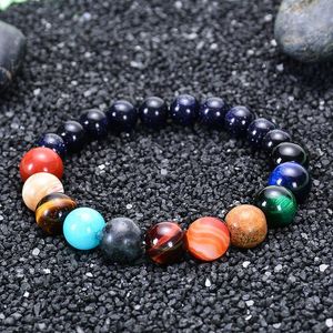 Charm Bracelets Simulation Eight Planets Bracelet Natural Stone Beads Galaxy Wrist Jewelry Beautiful Gift For Girls Enthusiast NIN668