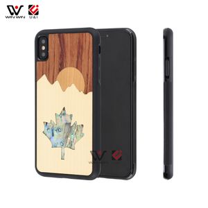 Szafa wstrząsowe Przypadki na telefon dla iPhone 6s 7 8 Plus 11 12 XS XR X MAX Drewno TPU Maple Leaf Laser Design Back Cover Shell 2021 Moda