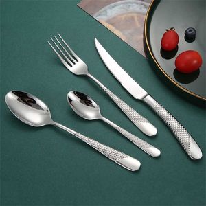 Luxury Cutlery Set 18/10 Stainless Steel Silverware Dinnerware Dinner Knife Fork Spoon Mirror Polished Dishwasher Safe 211228