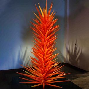 Kreative mundgeblasene Glasbaum-Stehlampen, orangefarbene Murano-Skulptur, für den Innenbereich, Nadelbaum-Design, Zuhause, Hotel, Lobby, Kunstdekoration, 32 x 72 Zoll