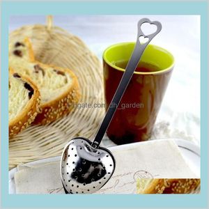 Utensili per il caffè Bicchieri Cucina Sala da pranzo Bar Giardino domestico L'ora del tè Cuore a forma di cuore Infusore per erbe in acciaio inox Filtro Colino Cucchiaio intero