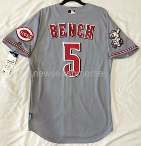 Genähtes JOHNNY BENCH COOL BASE JERSEY MR. RED PATCH Herren Damen Jugend Baseball Jersey XS-5XL 6XL