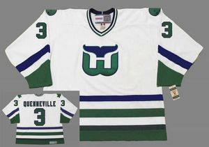 Maglia da hockey Hartford Whalers 3 Joel Quenneville Ricamo cucito Personalizza qualsiasi numero e nome maglie