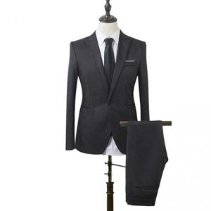 Yüksek Kaliteli Erkek Takım Elbise Set Akıllı Rahat Takım Elbise erkek Düğün Takım Elbise 2021 Marka Ceket Ve Pantolon 2 Parça Setleri Takım Elbise Erkekler Kostüm Homme X0909